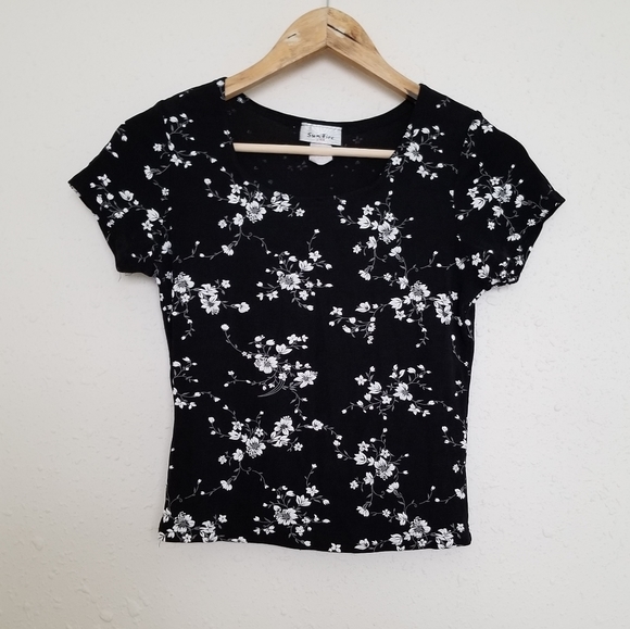 Sun Fire Vintage Stretchy Floral Crop Top - Picture 1 of 4